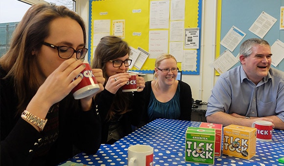 Teachers sharing laughs
